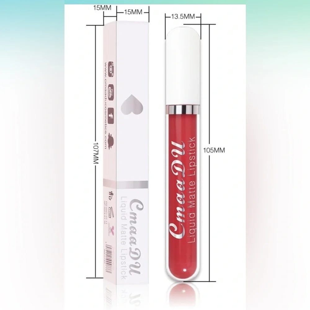 CmaaDu (5) Scarlet Red Liquid Matte Lipstick. 24 Hour Lips.  #05